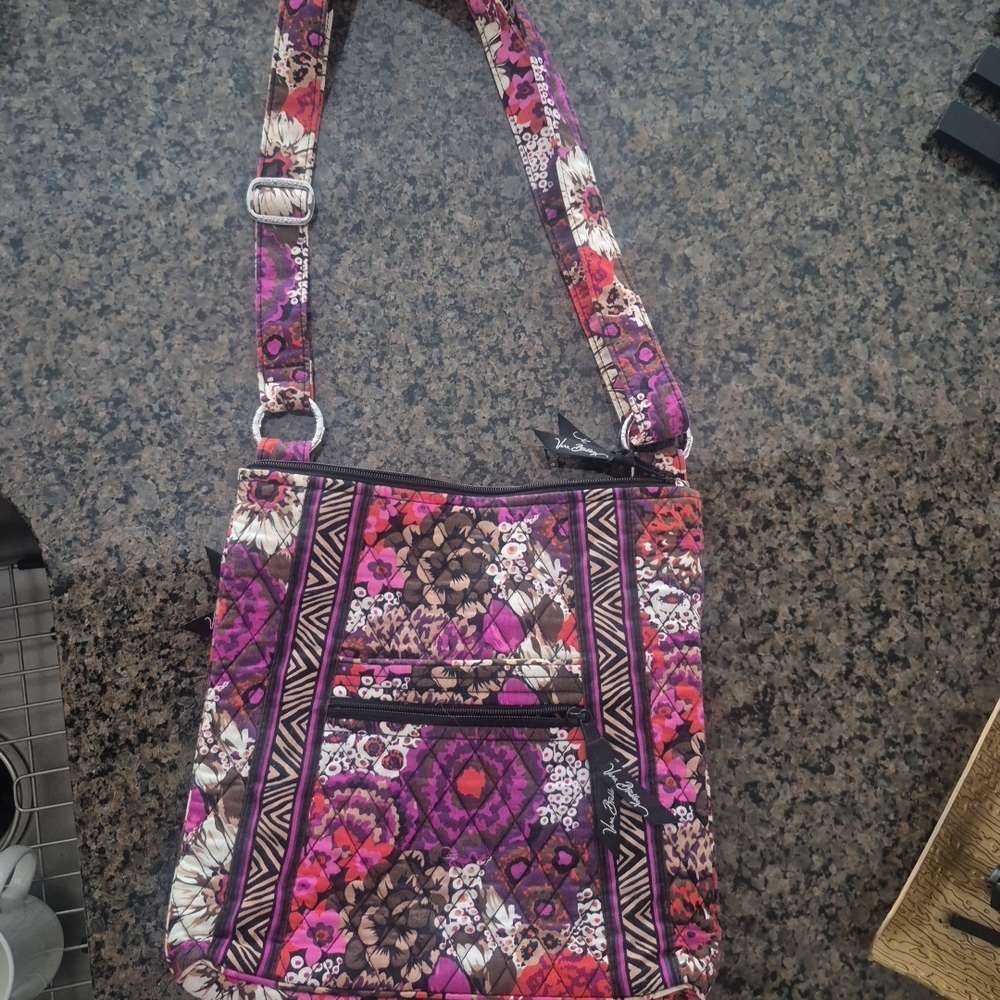 Vera Bradley  Hipster crossbody bag in the retired "Purple Punch" pattern.  EUC